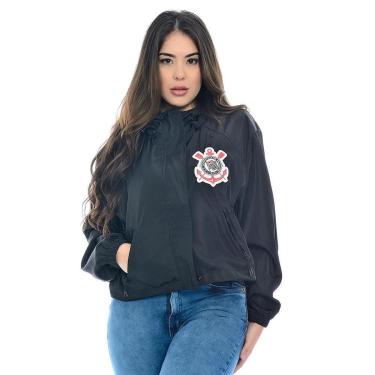 Imagem de Jaqueta Corinthians Oficial Feminina Capuz Escudo Bordado Cor:;Tamanho:P-Masculino