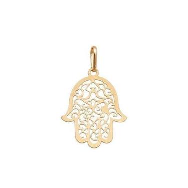Imagem de Pingente Mão De Fatíma Vazada 27Mm - Brilhante Folheados