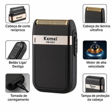 Imagem de Aparador Shaver Kemei KM-2024, Para Cortes Precisos e Impecáveis, Bivo