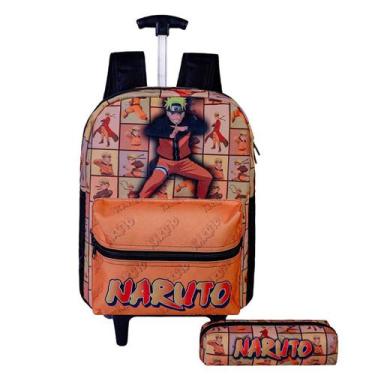 Imagem de Mochila De Rodinha Naruto Escolar juvenil e Estojo Tamanho G - JM cria