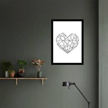 Imagem de Quadro Decorativo Coração Geométrico Fundo Branco