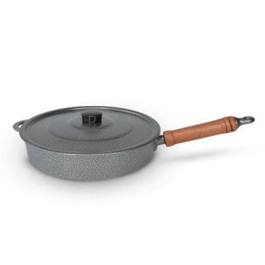 Imagem de Frigideira Fundida Alumínio Batido Grosso Com Tampa 26cm - Craqueado -
