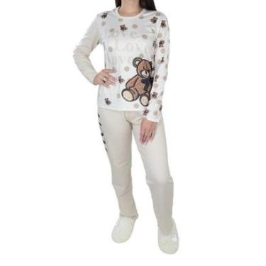 Imagem de Pijama Feminino Recco Moletinho Urso Poa Palha - 15769-Feminino