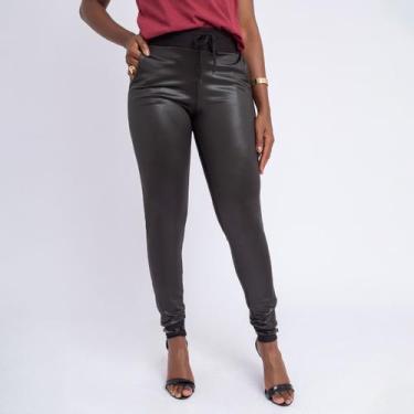 Imagem de Calça Cintura Alta Social Cirre Couro Montaria Feminina - Swiss Boutiq