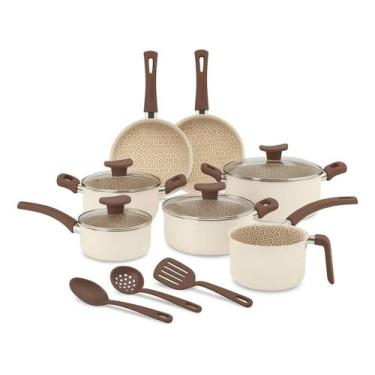 Imagem de Jogo De Panelas 10 Peças Antiaderente Teflon Ivory Linha Familiar Para