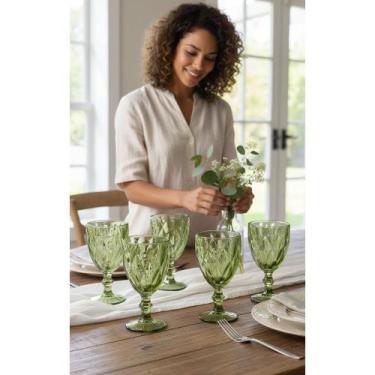 Imagem de Taça Vidro Verde 300ml Elegância Sofisticada Mesa - Congratulations St