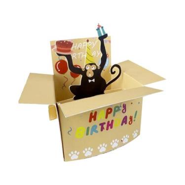 Imagem de Cartão Pop-Up 3D Engraçado De Feliz Aniversário Com Balões Em Forma De
