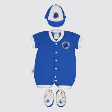 Imagem de Kit Cruzeiro Macacão Boné+Sapatinho Infantil-Masculino