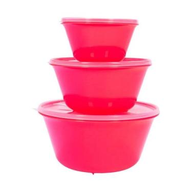 Imagem de Conjunto de Potes Organizadores Redondo 3 pçs - TOP LINE UD, Goiaba