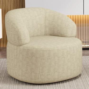 Imagem de Poltrona Giratória Orgânica Para Sala de Estar Living Helena L02 Linho