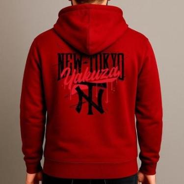 Imagem de Moletom Canguru Blusa De Frio Algodão Estampado Masculino Confortável Inverno New Tokyo-Masculino