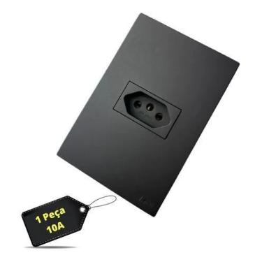 Imagem de Tomada Simples 10A Blux Recta Black Fosco 4x2 Preta Modular - Congratu