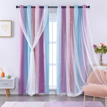 Imagem de Cortinas XiDi 86x244 cm Girls Blackout 2 painéis Rainbow