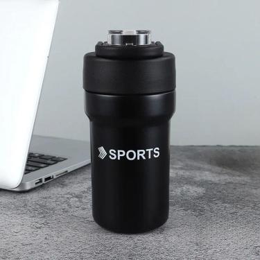 Imagem de Garrafa Térmica Copo Inox 500ml Canudo Alça Esporte Academia Sua Bebida Na Temperatura Ideal - Bege