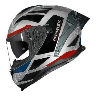 Imagem de Capacete Norisk Strada 2 Evoque Prata e Vermelho Brilhante C/ Óculos Masculino e Femini...