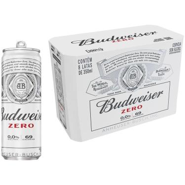 Imagem de Cerveja Budweiser Zero sem Álcool Malte 8 Unidades Lata 350ml-Unissex