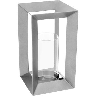 Imagem de CASTIÇAL PORTA VELA METAL 33x18x18cm CINZA