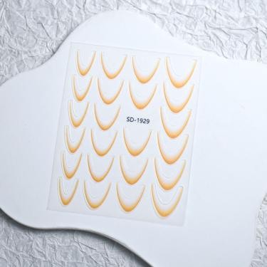 Imagem de Adesivo de Unhas 3D Gradiente Linha Francesa para Decoração de Arte Diy com Design Fran...