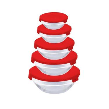 Imagem de Conjunto de Potes com 5 Potes Redondos de Vidro para Armazenar Alimentos Material Vidro...