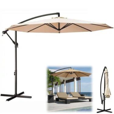 Imagem de Ombrelone Lateral Suspenso 3m Guarda Sol Piscina Jardim Kauai Bege - A