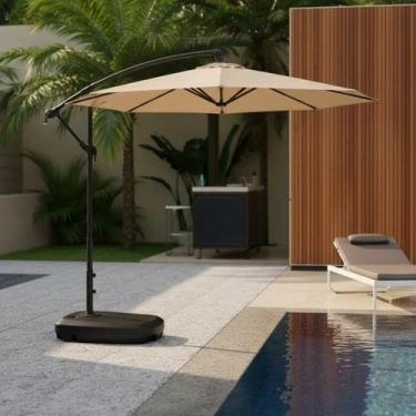 Imagem de Ombrelone 3 metros para piscina Lateral Suspenso Kauai Bege Com Base P