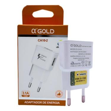 Imagem de Fonte Carregador Celular Tomada Plug Adaptador Usb 5v 3.1a A'Gold Ca10