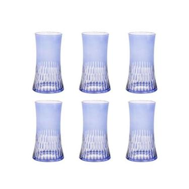 Imagem de Conjunto 6 Copos de Vidro Azul 400ml 14cm JL0102 BTC