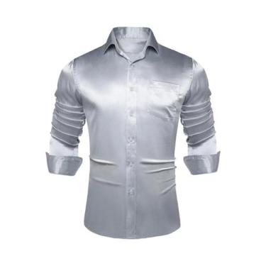 Imagem de Camisas De Vestir Masculinas De Manga Longa Em Verde Sálvia, Preto, Am