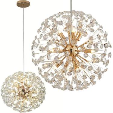 Imagem de Luminária Pendente 40cm Dente de Leão 280 Cristais 12 x G9 Lustre Teto
