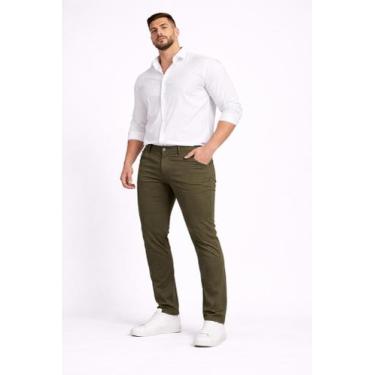 Imagem de Calça Sport Plus Size Masculina Sarja Preta Stretch Diâmetro Tradicion