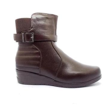 Imagem de Bota Cano Baixo Salto Anabela Feminina Mooncity 71105, 36, Marrom