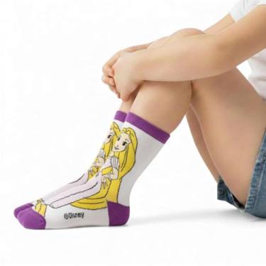Imagem de Meia Infantil Menina Princesas Disney - Jolitex Ternille, Roxo, 19a23