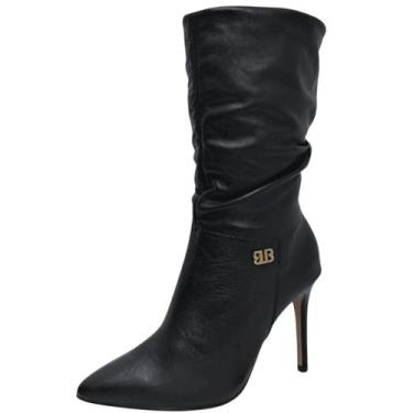 Imagem de Bota Feminina Couro Conforto Social Salto Fino Alto Bottero, Preto, 38