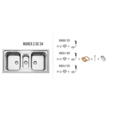 Imagem de Cuba Inox Tramontina Retangular Dupla 100x50 C/aux 93831123
