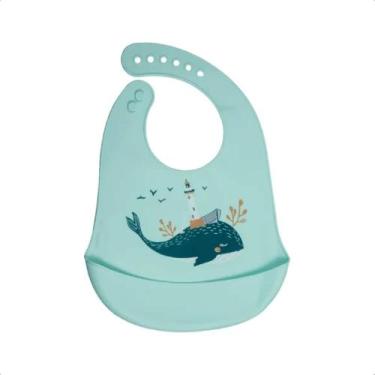 Imagem de Babador de Silicone Bichos Baleia Infantil Com Fecho ajustável Imperme