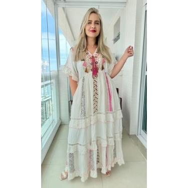 Imagem de Vestido Longo Indiano Premium Luxo Boho Chic c/ Forro-cod.159 - Aleci 