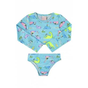 Imagem de Biquini Infantil Cropped Proteção UV Quimby 4/8 Ref. 29409, Azul claro