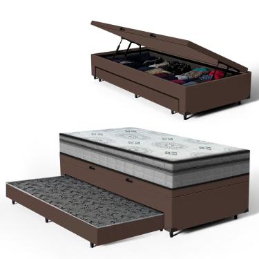 Imagem de Cama Box Baú com Colchão Espuma D33 Pillow In Anjos Ortosleep + Auxiliar Unique Solteir...