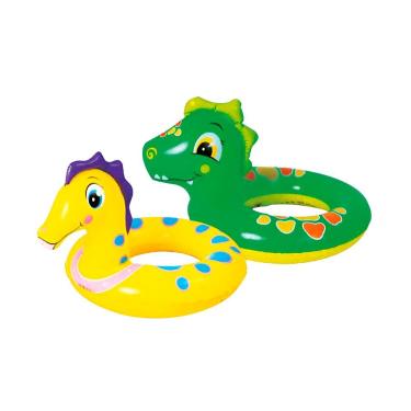 Imagem de Boia Inflável Infantil Redonda Cavalinho em Formato de Cavalo Marinho Colorida para Piscina GXM