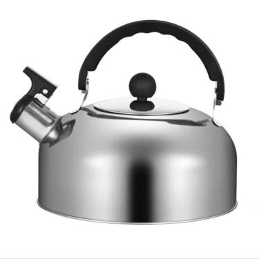 Imagem de Chaleira Bule 2L com Tampa e Apito em Aço Inoxidável Alça de Baquelite para Chá Café e Água Quente