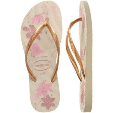 Imagem de Chinelo Havaianas Slim Organic 2024/2025, Bege, Dourado, 33/34