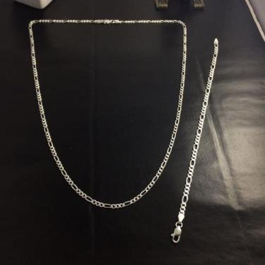 Imagem de Conj. Corrente/pulseira Prata Maciça 925 Masculina 60cm 20cm - Lojas L