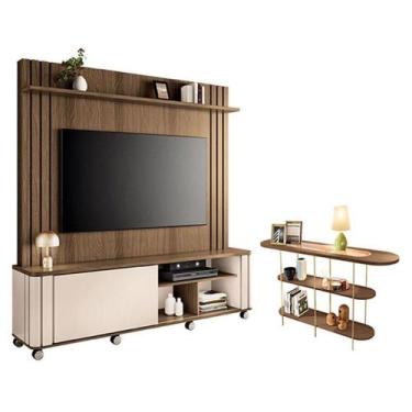 Imagem de Estante Home Theater Trinus Castanho Off White Com Aparador Infinity C