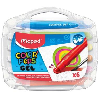 Imagem de Giz de Cera Fino GEL Color PEPS 6 Cores Maleta - Maped