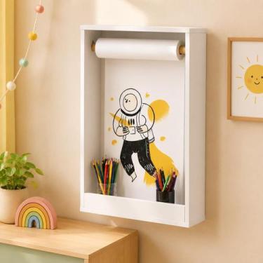 Imagem de Lousa Painel de Criação Desenho com rolo de papel 42cm Branco Ofertamo