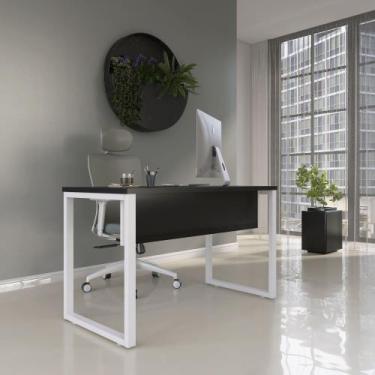 Imagem de Mesa Madeira M150/60P25TUB 150cm Industrial Preto e Branco - Pandin Mó