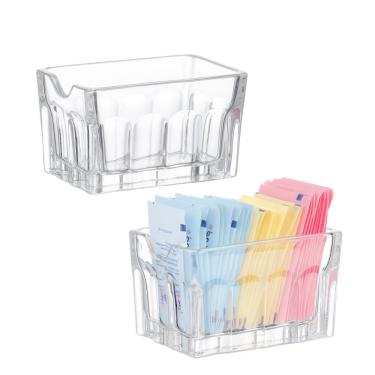 Imagem de Kit 2 Porta Sachê Faces de Vidro para Açúcar Adoçante Ketchup Condimentos Mesa Transparente Lyor