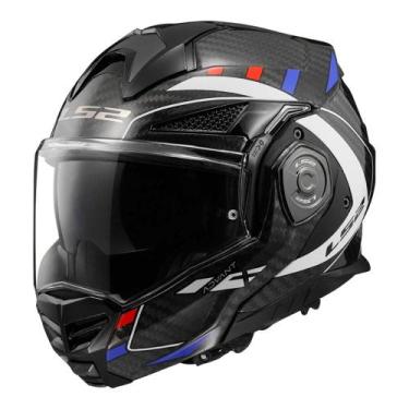 Imagem de Capacete LS2 FF901 Advant X Carbon Future Escamoteável, BRANCO/AZUL/VE