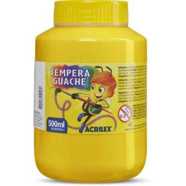 Imagem de Tinta Guache 500ML Amarelo Ouro Caixa com 06 Unidades - Acrilex