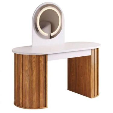 Imagem de Penteadeira Escrivaninha Com Espelho LED 1 Gaveta 136X136 cm Artany, F